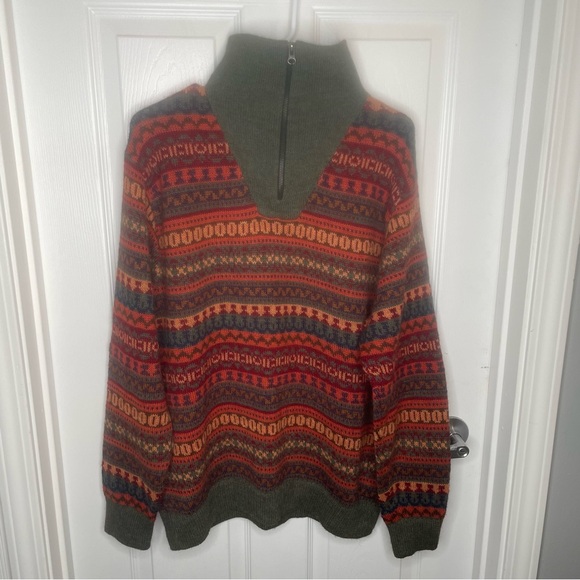 Novica Mountain Sunset Fair Isle Alpaca Art Knit Peru Pullover Sweater Nordic XL - Picture 4 of 15